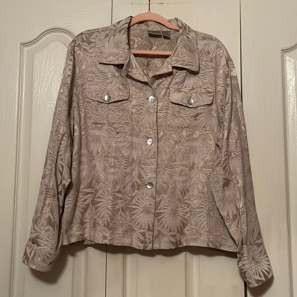 Chico’s Gold Embossed Button Down